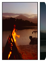 Sunset bonfire collage template